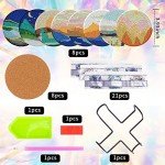 8 Pcs Diamond Art Painting Coasters Diamond Art Coasters with Holder, Abstract Landscape Diamond Art Painting Kits for Adults, Kids & Beginners, DIY Diamond Art Kits Craft Supplies Coasters for Drinks