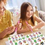 PICNICFUN Diamond Kits Stickers for Kids,24 PCS 5D DIY Cute Cartoon Characters and Animals Handmade Digital Paint Rhinestone Mosaic Sticker Making for Kids,Children Art Craft