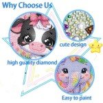 AOSGEDY 4 Pieces Cartoon Diamond Art Kits for Kids, Cute Animals DIY Diamond Art Painting for Adults Beginner, Kids' Mosaic Kits 5D Full Round Drill Gem Art for Home Wall Decor Kids 6X6 inch