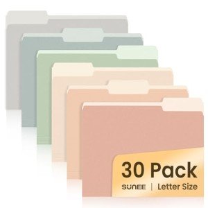 SUNEE File Folders, 30 Pack Manilla Folders 8.5 x 11, Colored File Folders Home Office School Supplies for Documents Files Paper,6 Pastel Colors