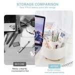 Cayxenful Pencil Holder For Desk,5 Slots 360°Degree Rotating Desk Organizers And Accessories,Desktop Storage Stationery Supplies Organizer, Cute Pencil Cup Pot For Office, School, Home (B-White)