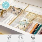 Martha Stewart Kerry Plastic Stackable Office Desk Drawer Organizers, 6" x 3", 6 Pack, with Gold Trim
