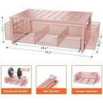 gianotter Desk Computer Monitor Stand Riser with Drawer and 2 Pen Holder, Desk Organizers for Wome,Home Office Essentials (Rose Gold)