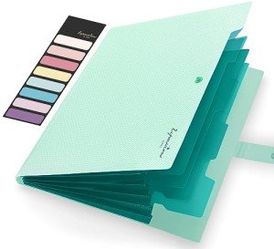 Sooez School Supplies File Folder, Letter Size Accordion File Organizer, Expanding File Folder for Document, Portable Paper Organizer for Office-Green