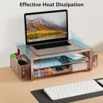 gianotter Desk Computer Monitor Stand Riser with Drawer and 2 Pen Holder, Desk Organizers for Wome,Home Office Essentials (Rose Gold)