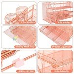 OPNICE Desk Accessories - Workspace Organizer with 2 Pen Holders, 4 Tier Paper Organizer (Rose Gold)