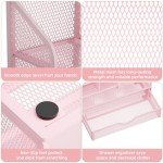 Marbrasse Mesh Desk Organizer with Drawer, Multi-Functional Pencil Organizer, 12 Compartments, Pink, Modern, Minimalist