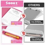 Sooez Glitter Clipboard with Storage, High Capacity Storage Clipboard with Pen Holder, Cute Clip Boards 8.5x11 with Low Profile Clip, Sparkle Plastic Clipboard Case Box for Women & Kids, Side Opening