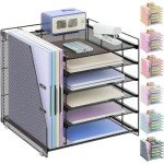 gianotter Desk Organizers and Accessories, 6-Tier Paper Organizer with File Holder, Document Organizer, Office Decor, Home Office Essentials(Black)