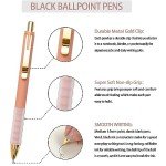 Linbsunne Ballpoint Pens Black Medium Point 1mm Pen with Super Soft Grip Ball Point Pen for Men Women Retractable Pens (gold-12 pcs)