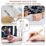 Linbsunne Ballpoint Pens Black Medium Point 1mm Pen with Super Soft Grip Ball Point Pen for Men Women Retractable Pens (gold-12 pcs)
