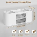 Marbrasse Desk Organizer Pen Holder for Desk with 3 Drawers, Multi-Functional Pencil Holder, Desk Organizers and Accessories with 7 Compartments for Home, School, Classroom(White)