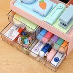 LETURE Office Desktop Organizer with Drawer, Desk Top Accessories Stationary Organizer Desk Caddy, Pen/Pencil/Business Card/Sticky Note Tray/Paperclip Holder Storage Box (Pink)