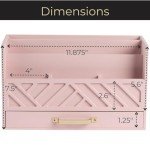 BLU MONACO Pink Wooden Desk Organizer with Storage Drawer and Gold Handle – Cute Office Supplies Holder – Mail Storage for Desktop at Home, Office, or Workspace