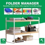 YGYQZ Wood Office Desk Shelf Organizer - Desktop Supplies Cute Dresser Top Organization Storage Rack and Cubicle Decor Aesthetic Bookshelf for Women Man and Kids (White-Two Tier)