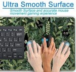 Cute Anime Cats Desk Mat Green Leaves Kawaii Mousepad XXL Extended Large Gaming Mouse Pad Cat, Aesthetic Extended Laptop Keyboard Mat Desk Pad for Women Office Gamer Girl Decor 31.5x15.75 in