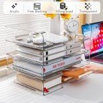 Paper Organizer Letter Tray, 4 Pack Acrylic Stackable Desk File Organizer,Clear Office Organizer for File Paper, Ipad, Letter, A4 Office File, Books, Notes, Etc