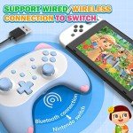 IINE Cute Switch Wireless Gamepad, Bluetooth Cartoon Kitten Nintendo Switch Controllers with Turbo/Double Vibration Function, for Girls, Kawaii, 10 Hours Playtime