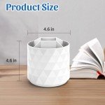 minimaliving Desk Organizer,Sparkling Diamond-like Pen Holder for Desk 360°Rotating Office Desk Accessories,Pencil Cup with 5 Compartments Storage Box Caddy for Office,School,Home,Art Supply(White)