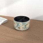 Hennaja Round Leather Art Supply Organizer,Remote Control Holder,360 Degree Rotating,Multi-Functional Pencil Holder,4 Compartments Desktop Stationary Organizer(1-Blue Bird)