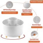 Desk Pen Holder, 5-Slot 360 Rotating Pencil & Pen Organizer - Desktop Storage Stationery Supplies Organizer, Cute Pencil Cup Pot for Office, School, Home, Art Supply, White