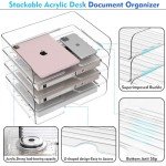 Paper Organizer Letter Tray, 4 Pack Acrylic Stackable Desk File Organizer,Clear Office Organizer for File Paper, Ipad, Letter, A4 Office File, Books, Notes, Etc