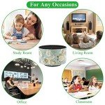 Hennaja Round Leather Art Supply Organizer,Remote Control Holder,360 Degree Rotating,Multi-Functional Pencil Holder,4 Compartments Desktop Stationary Organizer(1-Blue Bird)