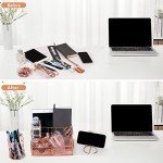 KAAKOW Rose Gold Desk Organizers and Accessories Office Supplies Set Stapler, Pen Holder, Phone Holder, Scissors, Pen, Ruler, 30 Paper Clips, 22 Binder Clip, 20 Tacks and 1000pcs Staples