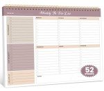 Weekly To Do List Notepad with 52 Undated Sheets（8.5"×11"）- Undated Weekly Planner Notepad for Office Desk Accessories and Supplies - Midnight Lilac