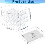 Paper Organizer Letter Tray, 4 Pack Acrylic Stackable Desk File Organizer,Clear Office Organizer for File Paper, Ipad, Letter, A4 Office File, Books, Notes, Etc