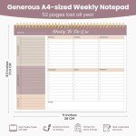 Weekly To Do List Notepad with 52 Undated Sheets（8.5"×11"）- Undated Weekly Planner Notepad for Office Desk Accessories and Supplies - Midnight Lilac
