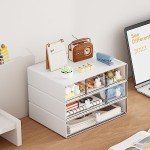 Marbrasse Desk Organizer with 6 Drawers, 3 Tier Stackable Storage Drawers Plastic Makeup Storage, Office Organizers and Storage, Desk Storage Box for Office, School, Home