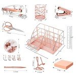 JUOPIEA Desk Organizers and Accessories Office Supplies 12PS Set with Acrylic Stapler, Staple Remover, Pen Holder, Clips, Scissor, Phone Holder, 1 Pen Ect