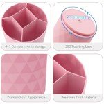 Nuozme Desk Organizer, 360-Degree Rotating Pencil Pen Holders For Desk, Diamond Pattern Pen Organizer With 5 Compartments, Cute Desk Accessories Decor For Office, School,Home,Art Supply (White)