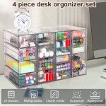VZKAH Acrylic Organizer with Drawers | 20 Drawers 4 Sets | Desk Organizer and Storage, Clear Makeup Organizer, For Office/Art Supply/Craft Storage and Organization