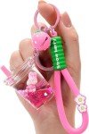 YOU WIZV Cute Keychain,Kawaii Pink Liquid Key Chains for Women Girls,Strawberry Rabbit BoBo Liquid keychain for backpack Kawaii Girly Bag Charms