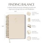 LIFTINSPIRE CO. FINDING BALANCE Mental Health Journal – 6-Month Daily Journal with Prompts for Mindfulness, Self-Care & Healing – Anxiety & Depression Relief – Beige Spiral
