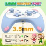 IINE Cute Switch Wireless Gamepad, Bluetooth Cartoon Kitten Nintendo Switch Controllers with Turbo/Double Vibration Function, for Girls, Kawaii, 10 Hours Playtime