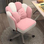 HDHNBA Home Office Desk Butterfly Chair with Mid-Back Upholstered Modern Tufted Computer Task Chair Swivel Height Adjustable Velvet Vanity Makeup Chair