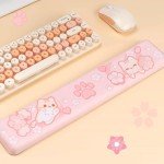 BelugaDesign Sakura Cat Desk Pad | NS Switch Keyboard Laptop Gaming Setup Accessories Mat Large Mat Mousepad | Pastel Pink Bunny Kawaii Cute Anime Desk Mat Blotter Protector with Gel Wrist Support