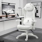 Dowinx Heated Massage Gaming Chair for Adults - Ergonomic Reclining Computer Chair with Sofa-Grade Pocket Spring Cushion & Adjustable Footrest, Heavy Duty Gaming Chair with Lumbar Support (White)