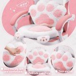 MEENICE Pink Gaming Chair Cute with Cat Ears Paw Lumbar and Cushion,Ergonomic Computer Chair with Footrest,Reclining PC Game Chair for Girl Computer Chair 300lbs for Adult