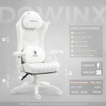 Dowinx Heated Massage Gaming Chair for Adults - Ergonomic Reclining Computer Chair with Sofa-Grade Pocket Spring Cushion & Adjustable Footrest, Heavy Duty Gaming Chair with Lumbar Support (White)