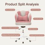 HDHNBA Home Office Desk Butterfly Chair with Mid-Back Upholstered Modern Tufted Computer Task Chair Swivel Height Adjustable Velvet Vanity Makeup Chair