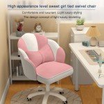 HDHNBA Home Office Desk Butterfly Chair with Mid-Back Upholstered Modern Tufted Computer Task Chair Swivel Height Adjustable Velvet Vanity Makeup Chair