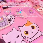 Pink Kawaii Cat RGB Gaming Mouse Pad 31.5x12 Inch PC XL Large Extended Glowing Led Light Up Cool Mouse pad Desk Pad Non-Slip Rubber Jmiyav Computer Mouse Pad Cute Mousepad Mat 31.5x12 Inch
