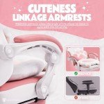 MEENICE Pink Gaming Chair Cute with Cat Ears Paw Lumbar and Cushion,Ergonomic Computer Chair with Footrest,Reclining PC Game Chair for Girl Computer Chair 300lbs for Adult