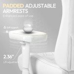 Dowinx Heated Massage Gaming Chair for Adults - Ergonomic Reclining Computer Chair with Sofa-Grade Pocket Spring Cushion & Adjustable Footrest, Heavy Duty Gaming Chair with Lumbar Support (White)