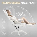 Dowinx Heated Massage Gaming Chair for Adults - Ergonomic Reclining Computer Chair with Sofa-Grade Pocket Spring Cushion & Adjustable Footrest, Heavy Duty Gaming Chair with Lumbar Support (White)