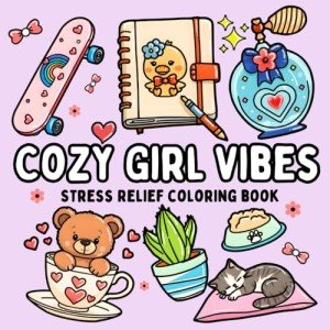 Cozy Girl Vibes Coloring Book: Easy and Bold Designs for Adults and Teens, Featuring Simple, Cute Illustrations for Winter Relaxation, Stress Relief, ... Moments (Bold and Easy Coloring)